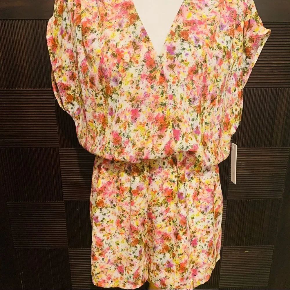 Aqua Brand watercolor floral romper NWT